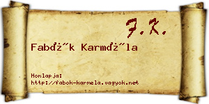 Fabók Karméla névjegykártya